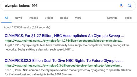 Search Google by date with new before: and after: .